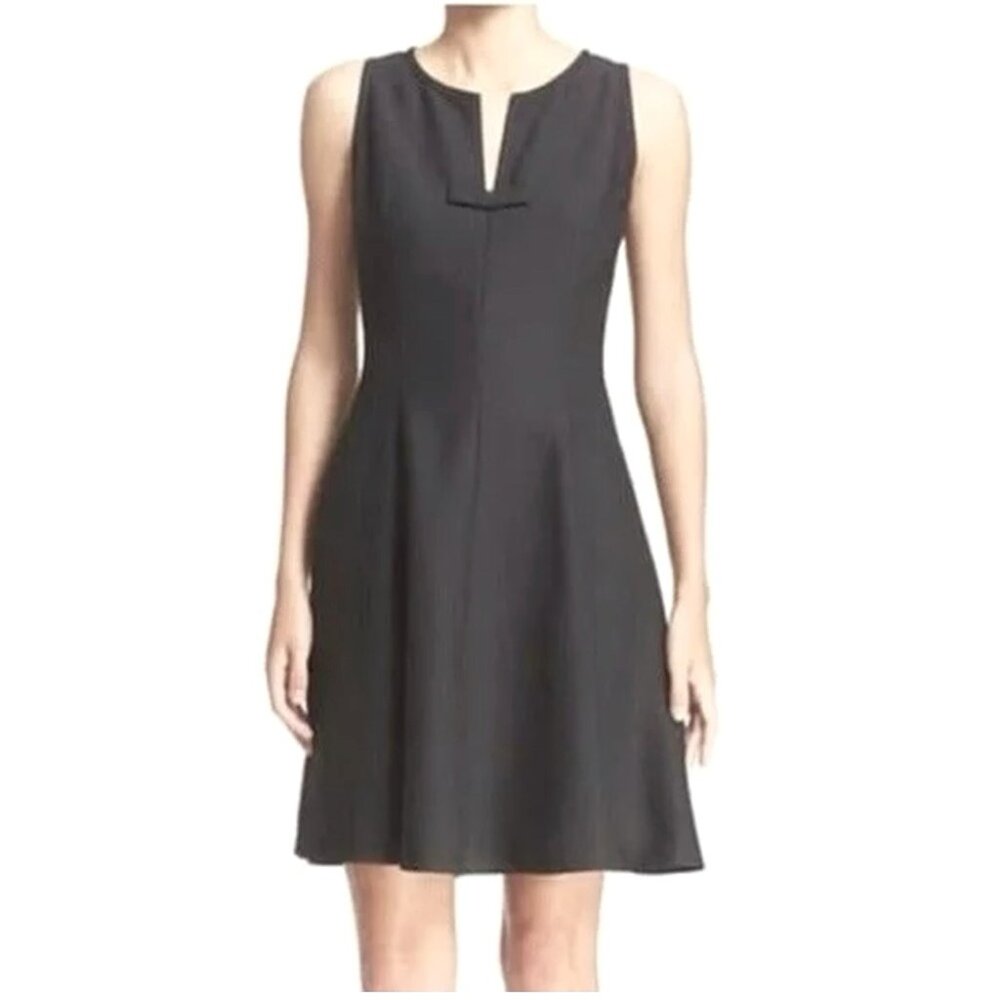 KATE SPADE Black Crepe Fit-n-Flare Sleeveless tiny bow size 10